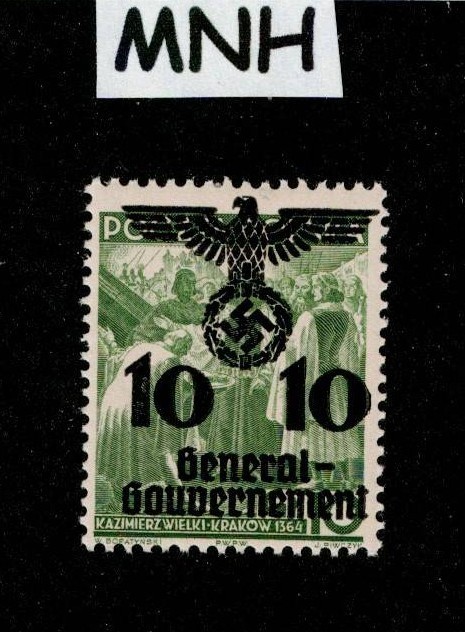 MNH stamp N37 Swastika Overprint 1940 Germany occupation of Poland WWII