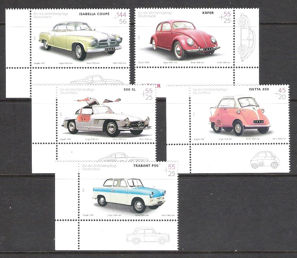 GERMANY 2002 CARS / TRANSPORT CNR SET OF 5 (MNH/VF)