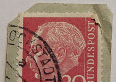 DEUTSCHES BUNDESPOST ~ Dr. Theo Heuss ~ 20PF Red Stamp ~ Cancelled/Posted ~ 1954