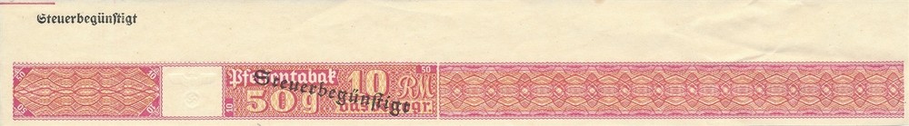 Stamp Germany Revenue WWII 3 Reich War Era Cigarette Label 10RM Top Sheet MNG