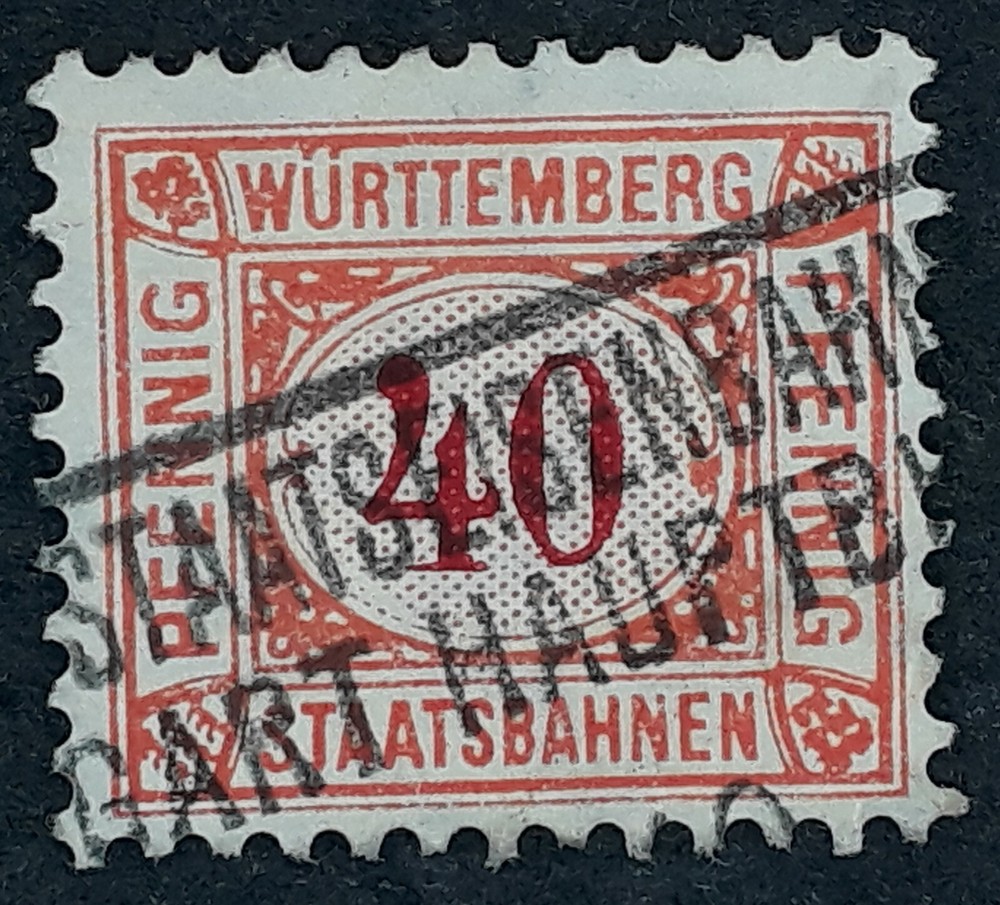 c.1920 Wurttemberg 20 red & orange Pfg Railway stamp Used