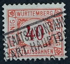 c.1920 Wurttemberg 20 red & orange Pfg Railway stamp Used