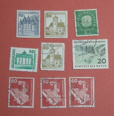 GERMANY 8 DEUTSCHE BUNDESPOST 1959 1977 & 1 DEUTSCHE POST 1990 Stamps