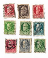 Germany Bavaria stamps circa 1911-1920 x 9 off paper