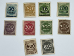 Germany Inflation Stamp Lot of 10 – 1922–1923 Tausend & Mark Era – Unused