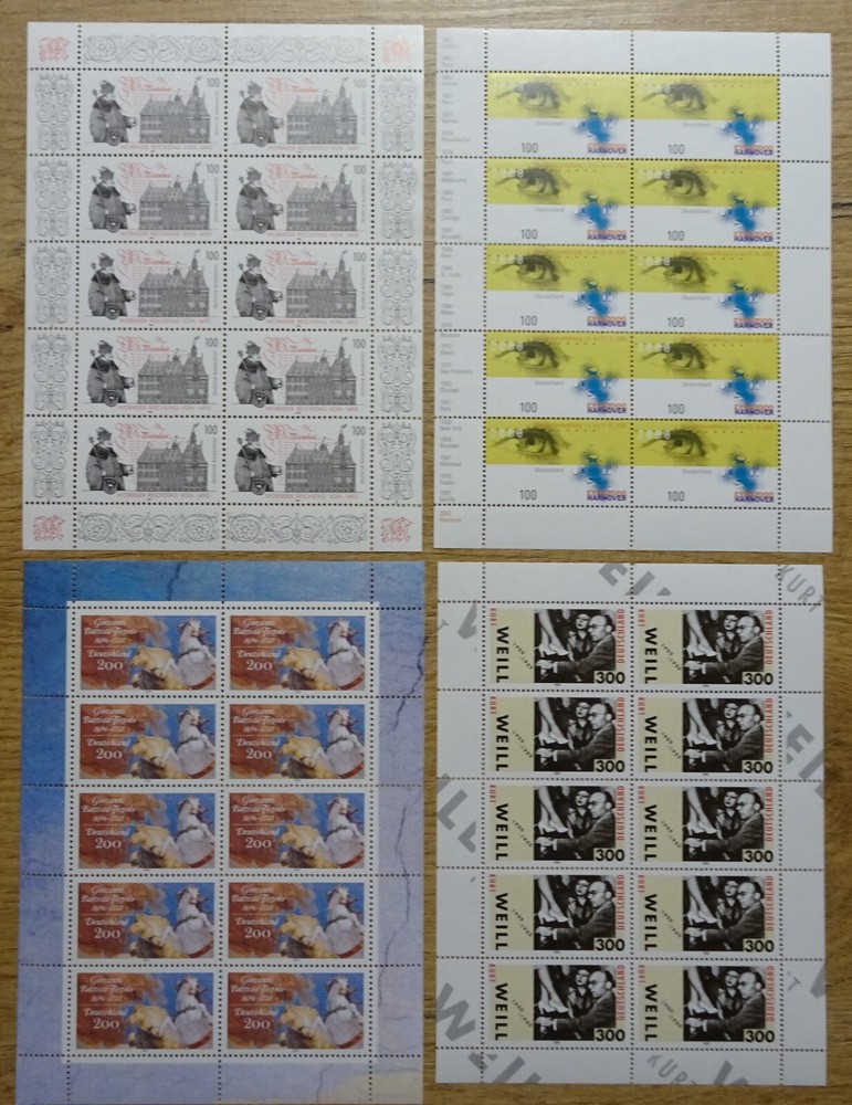4 x Miniature Sheet Bundle No. 1773,1847,2089,2100 BRD MNH