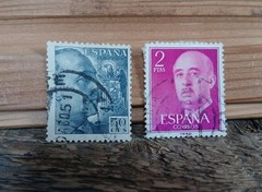 Stamps (lot) Espana/Spain Franco 50 CTS MNH & 2 Ptas MH Postage Used 1940s