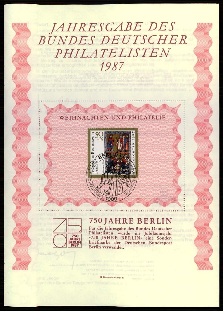 GERMANY FOLDER BDPH 1987 CHRISTMAS – X-MAS – ONLY FOR MEMBERS !!!
