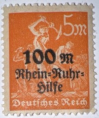 Travelstamps: 1923 Germany Stamp Scott #B5 , Charity Overprint Surcharge MOGNH