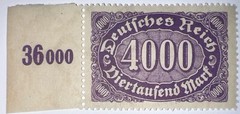 Travelstamps: 1922 Germany Stamps Deutsches Reich 4000 Mark Mi. Nr. 255 MOGNH