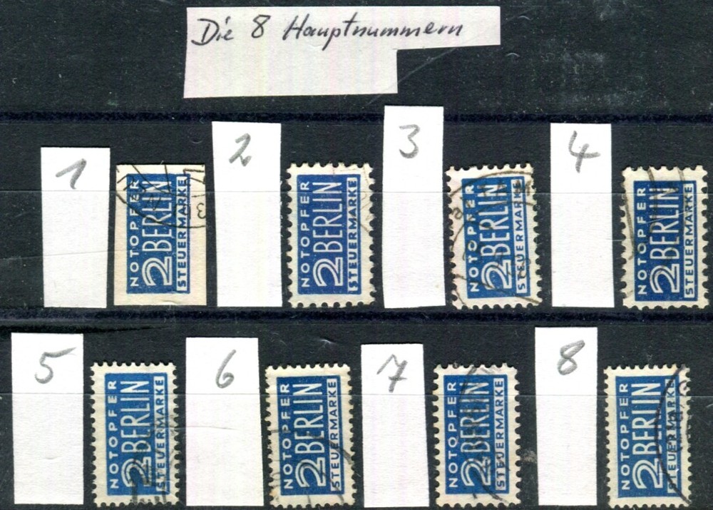 BIZONE NOTOPFER OBLGATORY STAMPS 1948 1-8 used complete SET (F7253