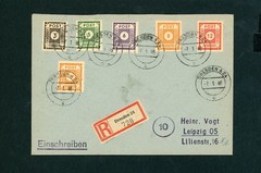 SBZ East Saxony Mixed franking Registered mail Dresden to Leipzig