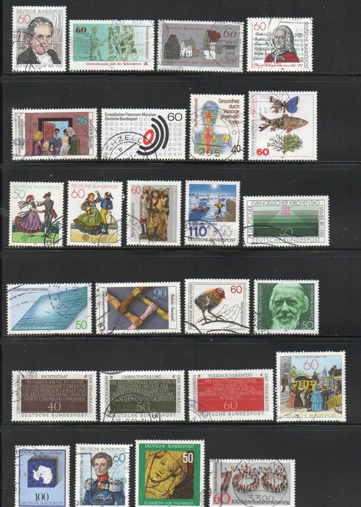 GERMANY – 1981 – COMMEMORATIVE ISSUES – 25 DIFFERENT STAMPS – USED