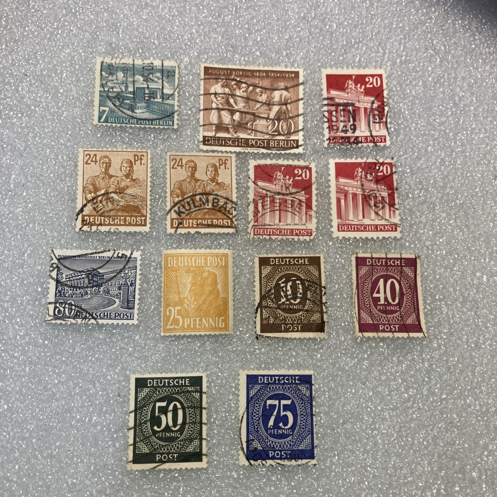13 USED mixed varied Vtg. 1945-1955 Deutsche Post stamps; $1 Ships/A DEAL!