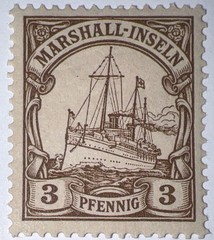 Travelstamps:GERMANY MARSHALL ISLANDS STAMPS Kaiser’s Yacht Mint Og H, UnWmk 3pf