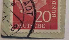 DEUTSCHES BUNDESPOST ~ Dr. Theo Heuss ~ 20PF Red Stamp ~ Cancelled/Posted ~ 1954