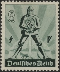 Stamp Germany Mi 745 Sc B171 1940 WW2 3rd War Party Labor Day May Knight MNH