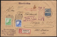 1936 German Registered Cover Hamburg to Covington, KY, Scott #C46, #C48 & #C57