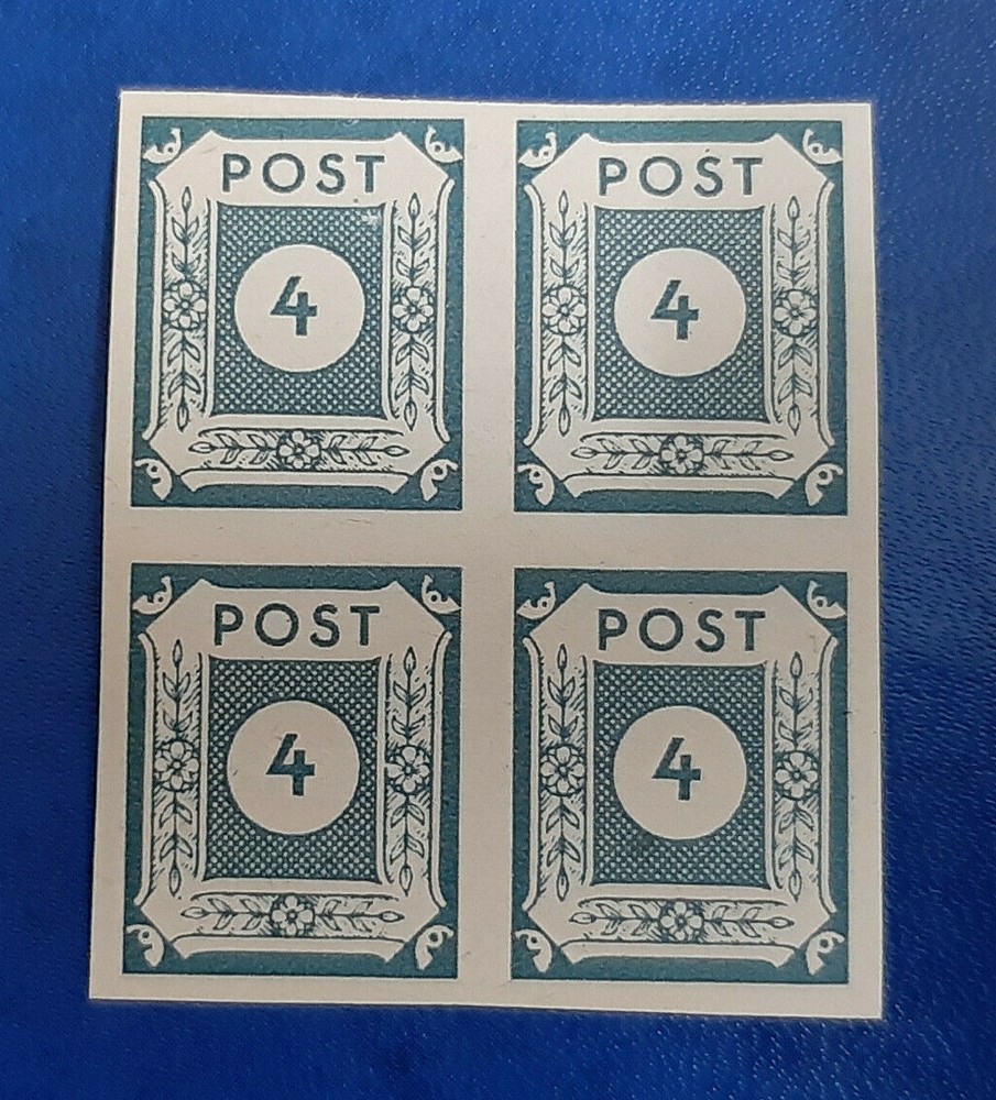 Germany Stamps Allied Occupation 4x 4 Pfennig 1945 Block SBZ Mi. Nr. 53 (19803)
