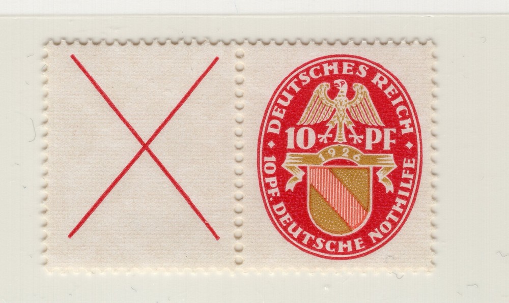 GERMANY 1926 VERY SCARCE WELFARE ISSUE COMBINATION PAIR W 24.1 PERFECT MNH