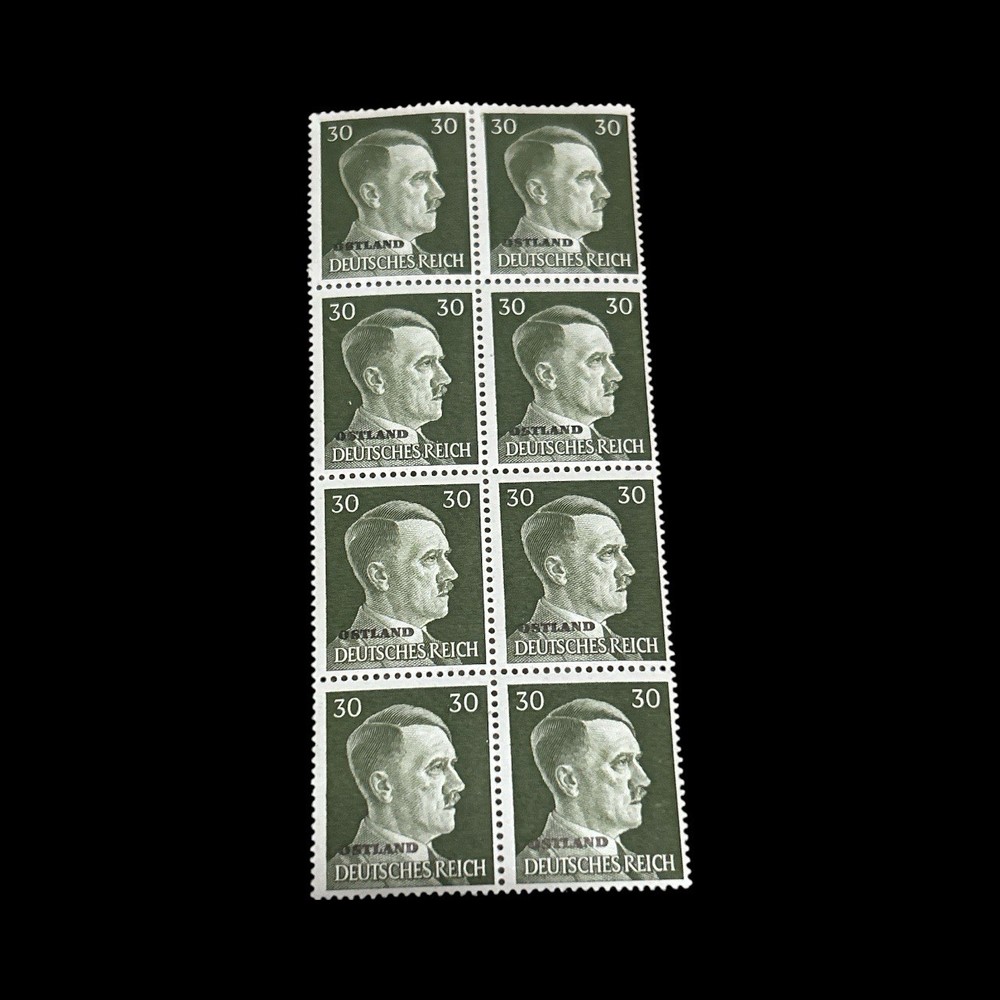 WWII German Occupation OSTLAND Adolf Hitler Stamps Block of 8 1941 MNH