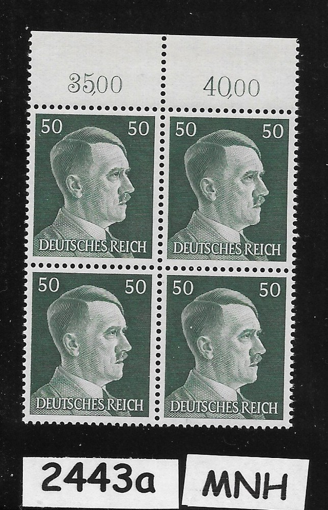 MNH stamp block 1941 Adolf Hitler PF50 Sc 521 Third Reich era Germany #2443a