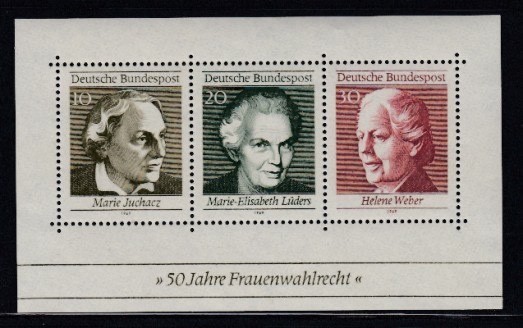 WEST GERMANY Universal Women’s Suffrage MNH souvenir sheet