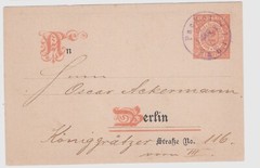 BERLIN GERMANY 1887 ILLUSTRATED POSTAL STATIONERY CARD USED FOR NEW YEAR