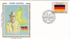 Gold Folio Silk Germany Deutsch National Costume Flag Flagge UN FDC 1985