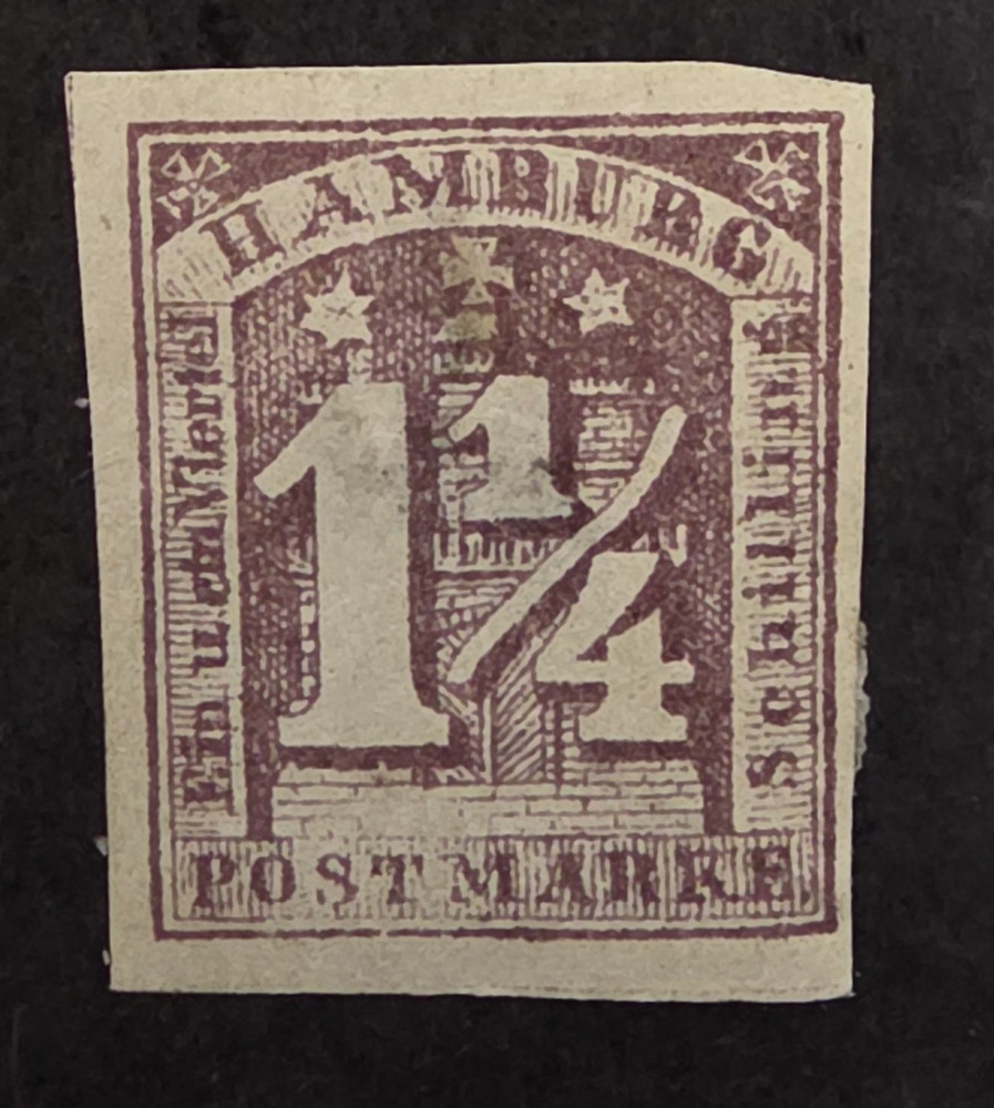 HAMBURG Germany Scott 8 Stamp Used with gum T24660