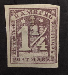 HAMBURG Germany Scott 8 Stamp Used with gum T24660