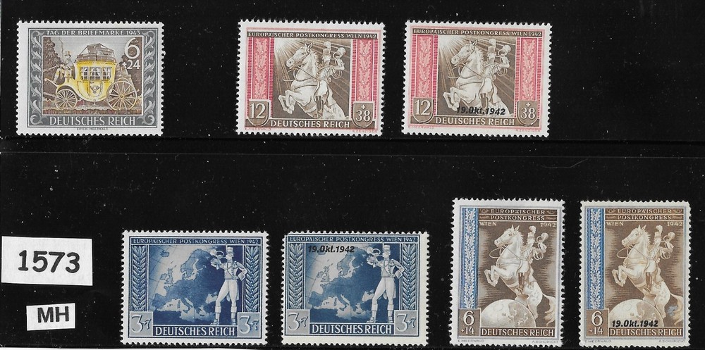MH Germany stamp set 1942 Vienna Austria Postal congress with Overprints #1573