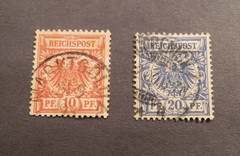 Scott#48 & 49, 1889-90, 10 & 20 pf. Reichspost, Used