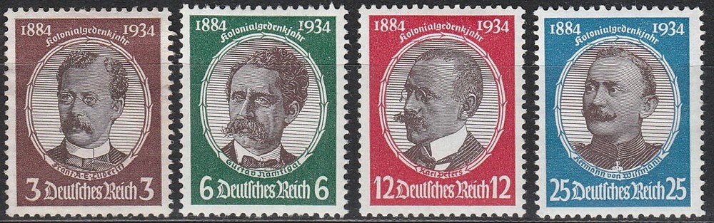 Stamp Germany Mi 540-3 Sc 432-5 1934 WWII Reich War Research Peters Luderitz MH
