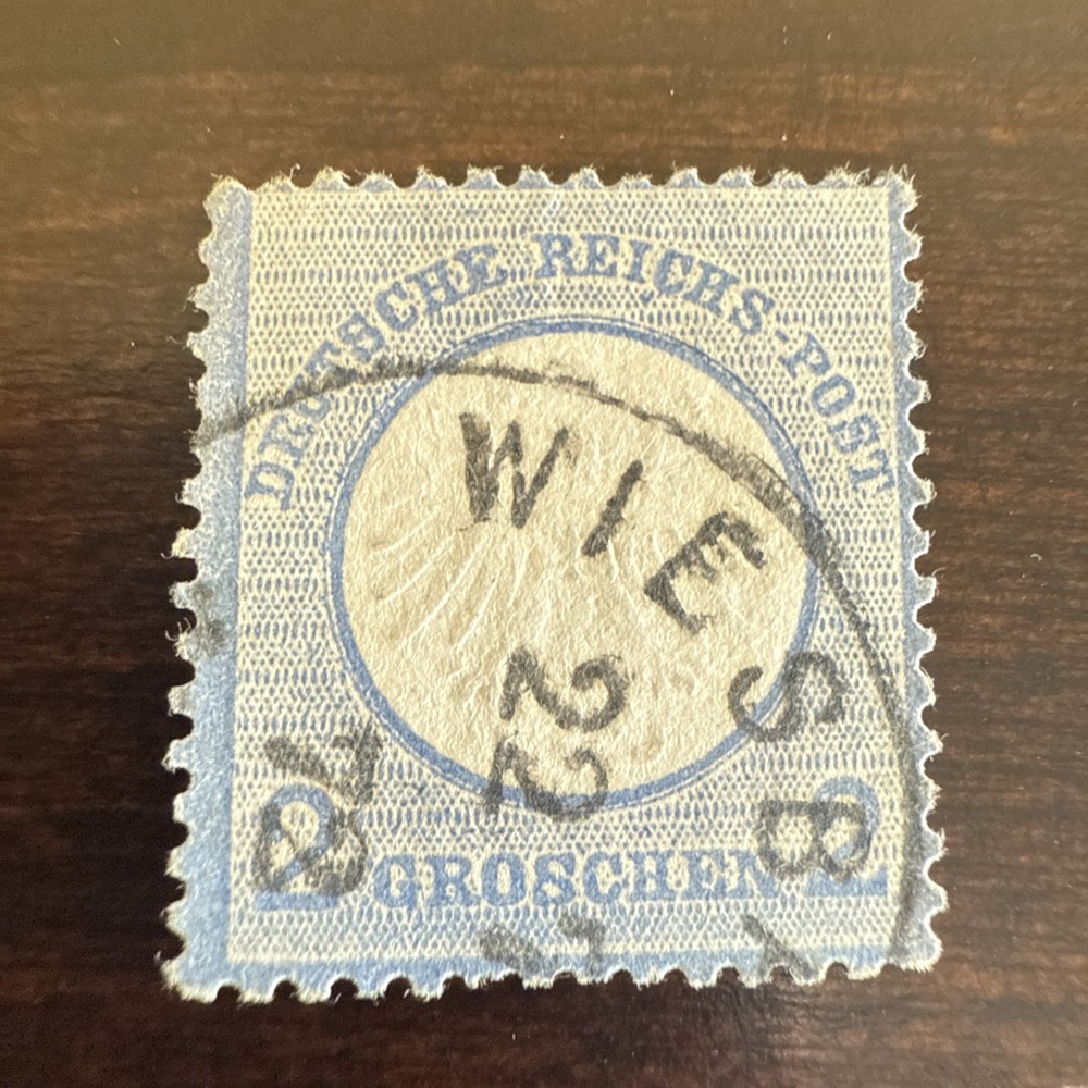 German Stamp 1872 Arms embossed small shield 2g blue stamp