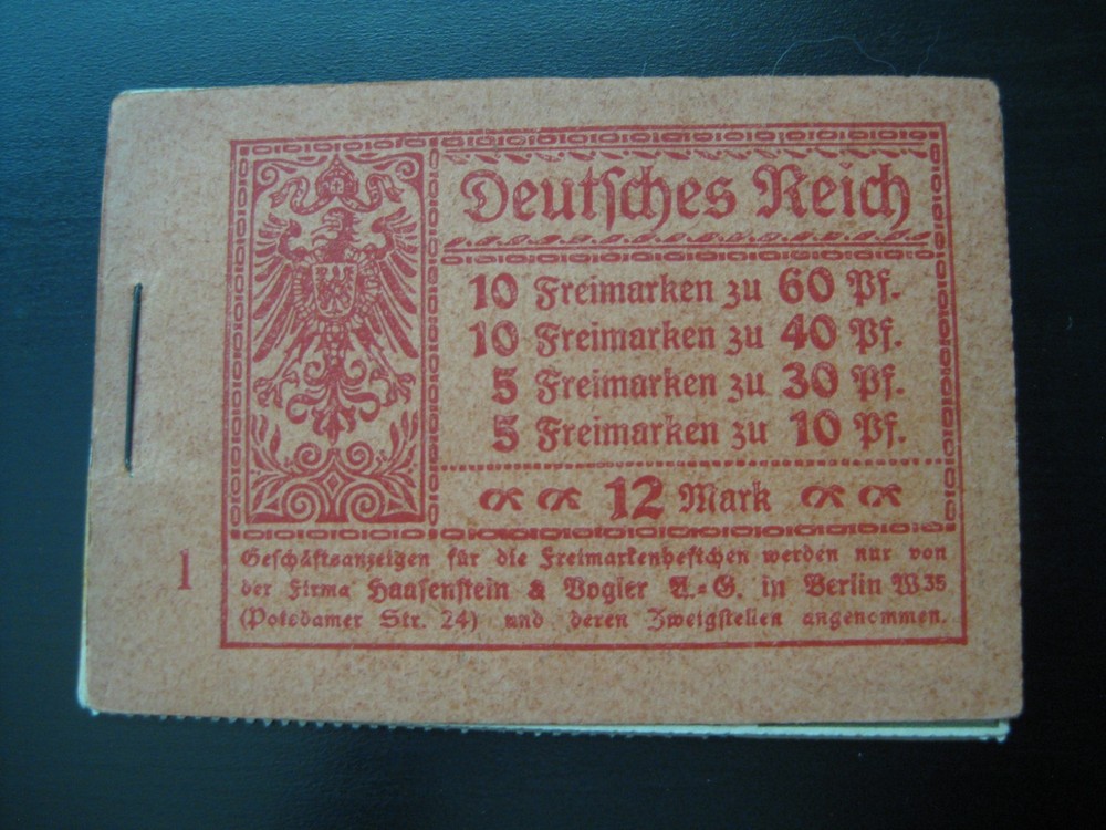 DEUTSCHES REICH Mi. #MH 15 B scarce mint MNH stamp booklet! CV $1,150.00