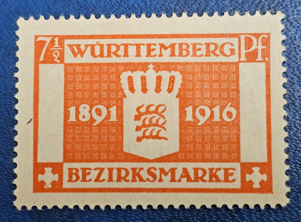 Stamp Germany Reich Württemberg 7 ½ Pfennig 1916 Mi. Nr. 124 [🇩🇪36874]