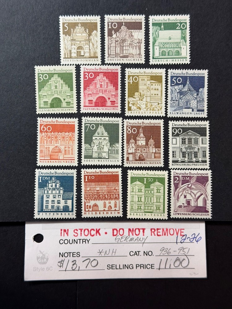 Germany # 936 – 951 MNH* 2026 Scott Catalogue Value $ 13.70