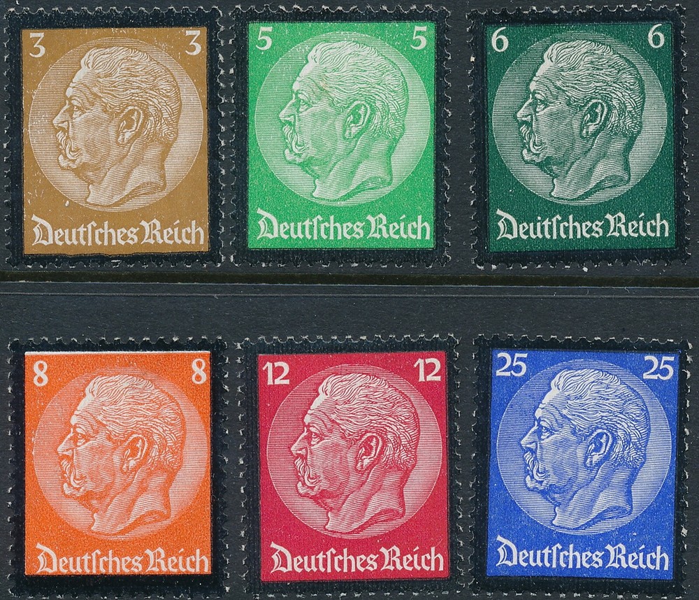 Stamp Germany Mi 548-53 Sc 436-41 1934 3rd Reich Death Hindenburg MNH
