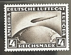 GERMANY – #C37 Zeppelin 4 Mark Mint Lightly Hinged – GEM!