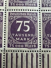 1923 German Empire 75 Tausend Mark MNH Stamps Block Germany Deutsche Reich