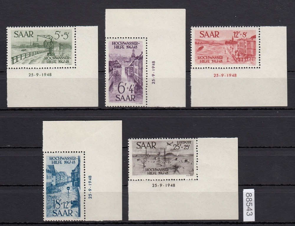 Saarland 1948 Mi. No. 255-259 Br ** (Date of printing)