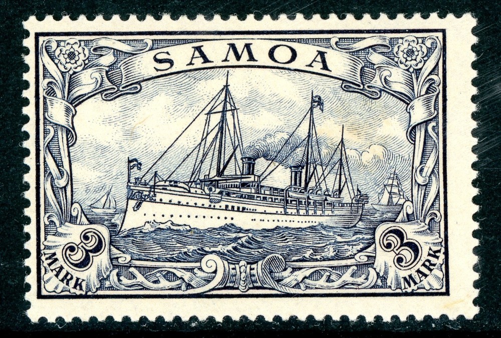 GANDALF – Germany 1900 Samoa 3 Mark OP Yacht Scott #68 Mint Y166