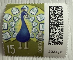 GERMANY MNH 2024 Definitive – World of Letters Peacock €.15