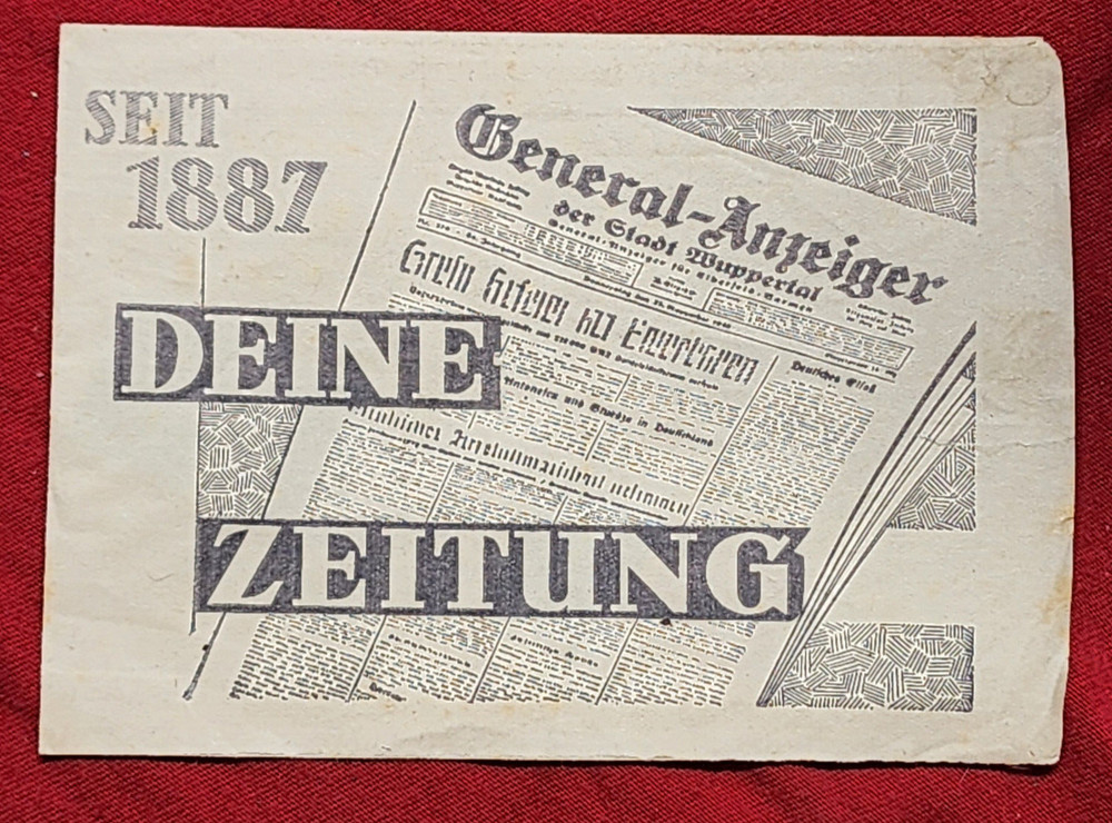 WW2 German Third Reich Newspaper Payment Envelope Postal cover Deine Zeitung
