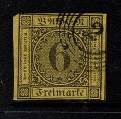 Baden SC# 9, Used, (Noted Mi# 7), w/ 2 Black 5 Ring Cancel – S3631