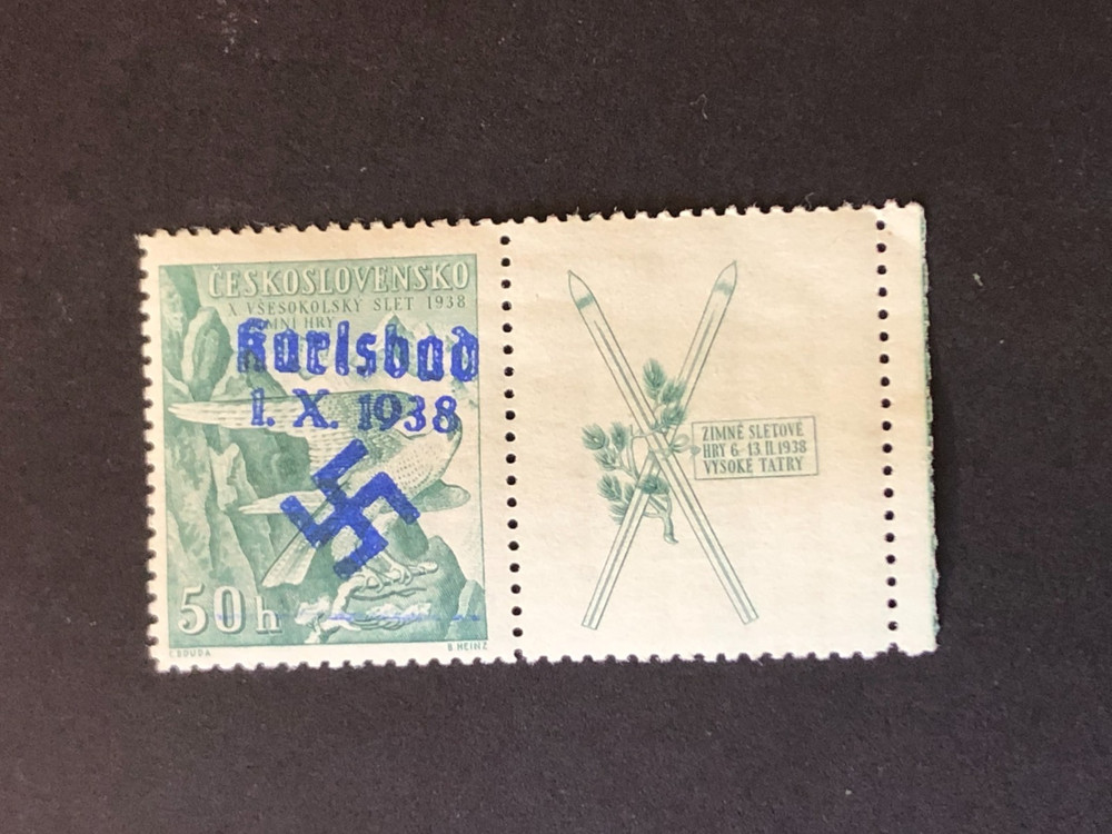 GERMANY (SUDETENLAND-KARLSBAD) WWII-GERMAN OCC. Local ovpt 50 h. blue MNH /s2