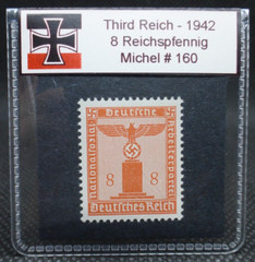 Nazi Germany Third Reich Eagle Stamp 1942 WW2 Issue Reichspfennig Rare Artifact
