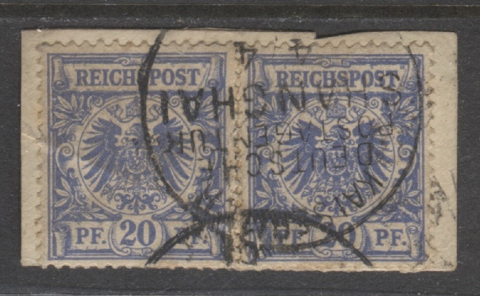 Germany 1890 offices in China 20 Pf. pair forerunner used SHANGHAI , $ 140.00
