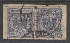 Germany 1890 offices in China 20 Pf. pair forerunner used SHANGHAI , $ 140.00